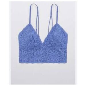 Aerie Blue Purple‎ Lace Padded Bralette Adjustable Strappy Back Women Bra